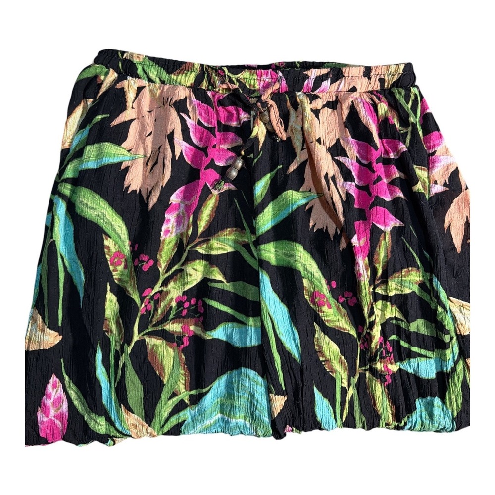 Flowy summer wide leg floral gaucho palazzo pants y2k style Rachel Roy medium - Picture 7 of 10